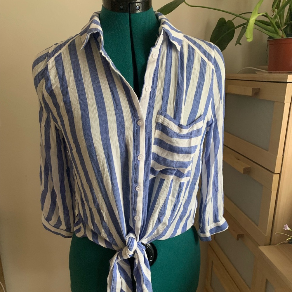 Striped button down crop top